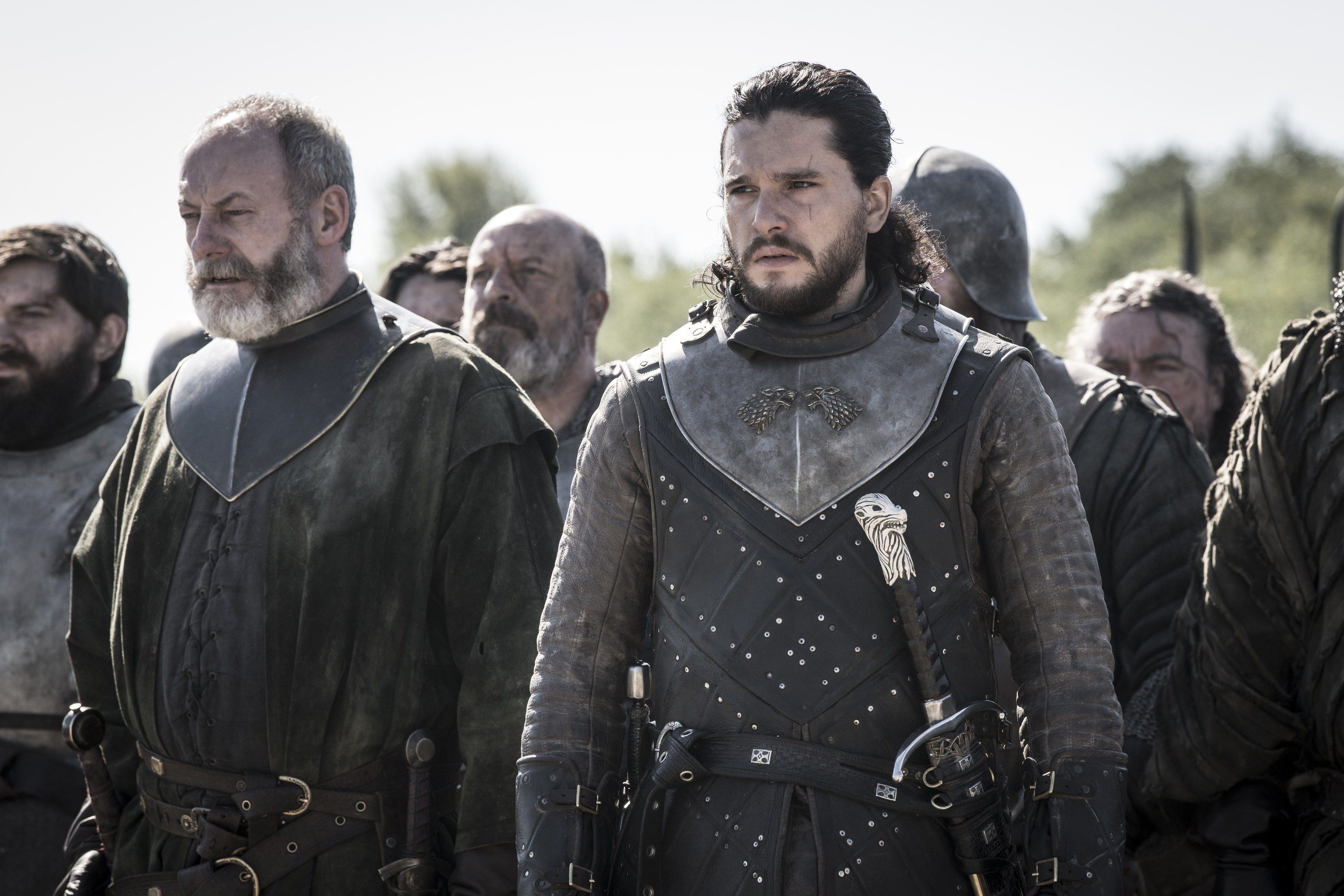 Kit Harrington as Jon Snow and Liam Cunningham as Davos Seaworth in Game of Thrones