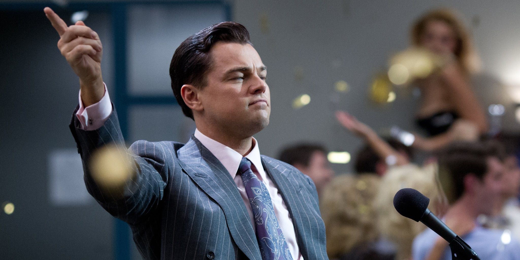 Leonardo DiCaprio speaking to his employees in The Wolf of Wall Street