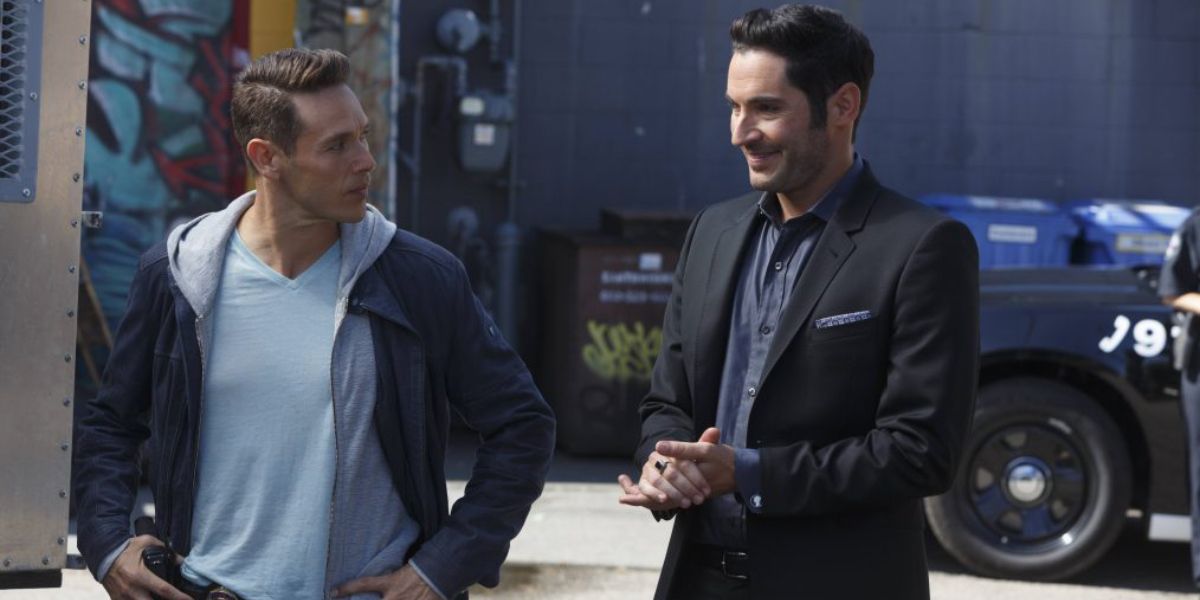 Dan and Lucifer in an alleyway in Lucifer