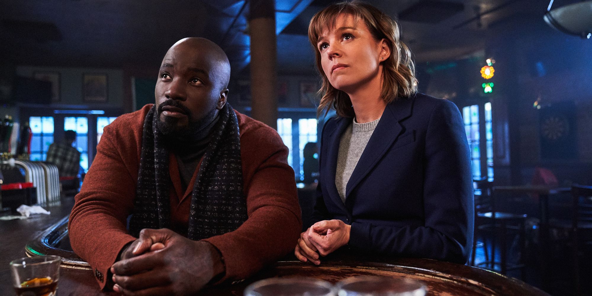 Mike Colter and Katja Herbers in Evil.