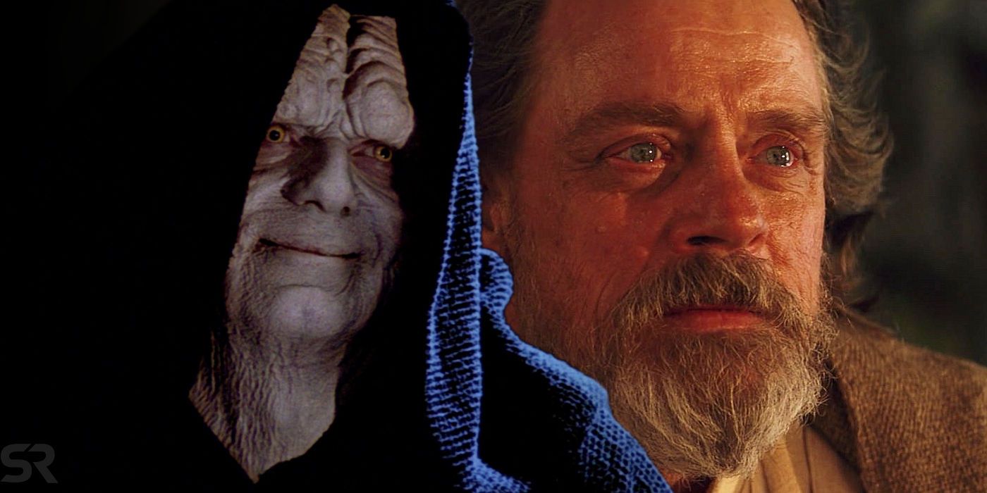 Palpatine in Return of the Jedi and Luke Skywalker in The Last Jedi