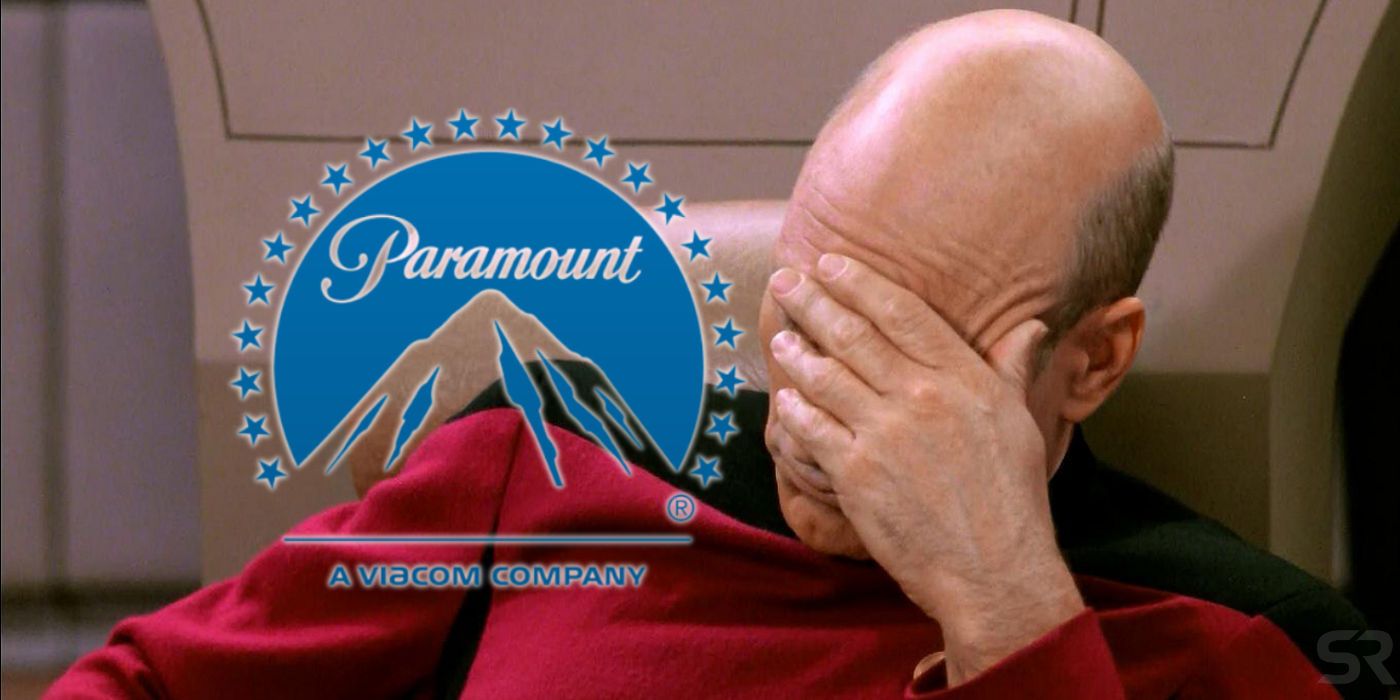Patrick Stewart as Picard with Paramount Logo