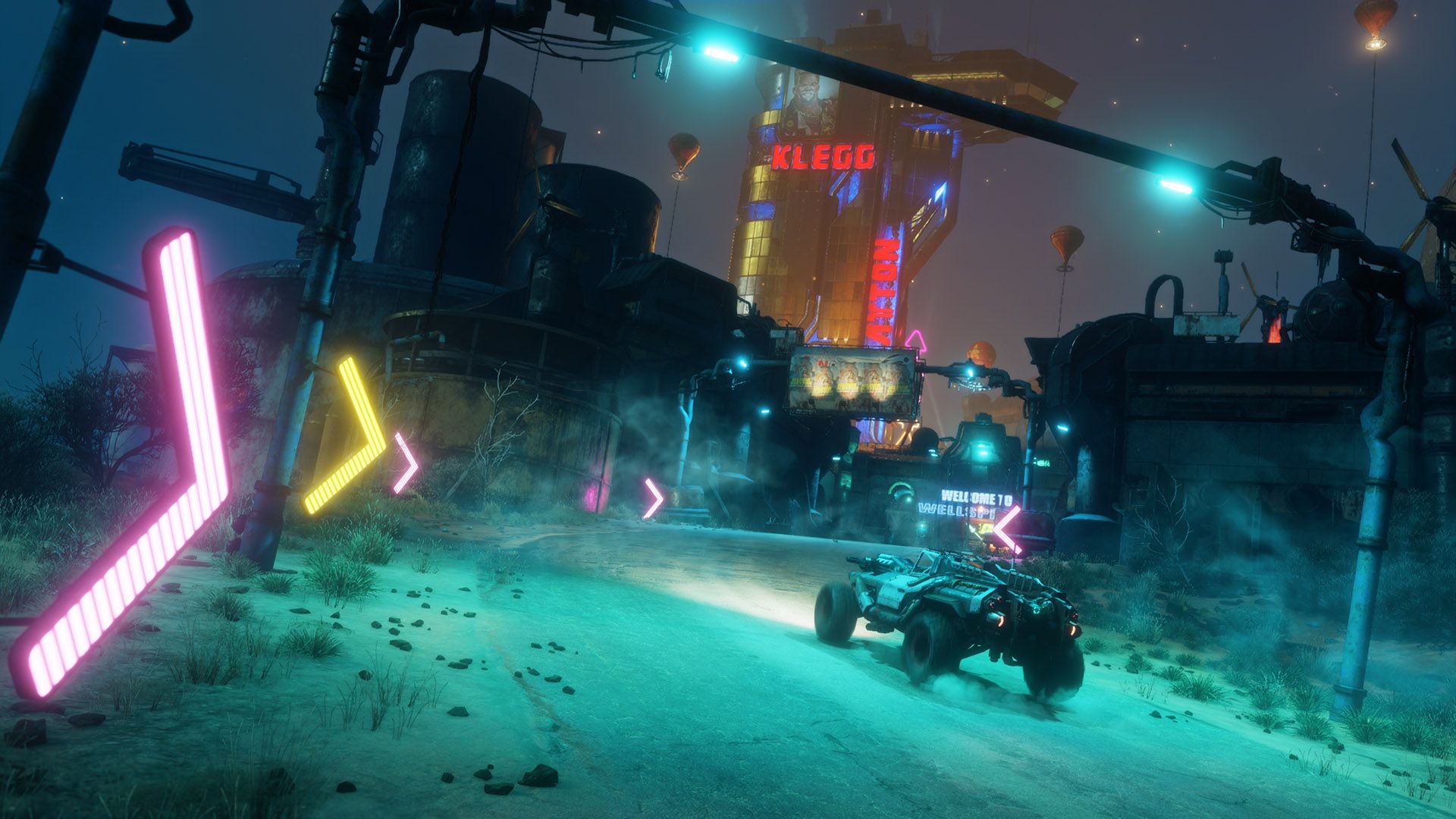 RAGE 2 Screenshot Night Cars