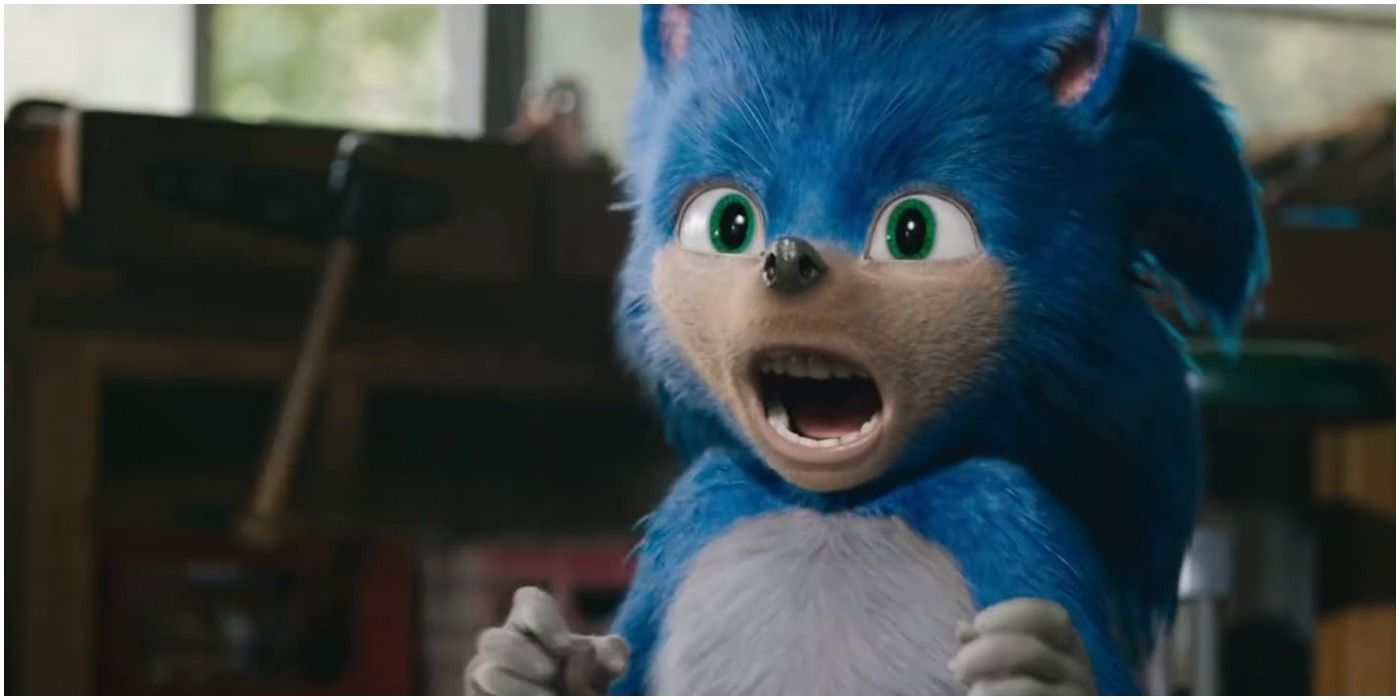 The original design of Sonic in the first Sonic the Hedgehog trailer