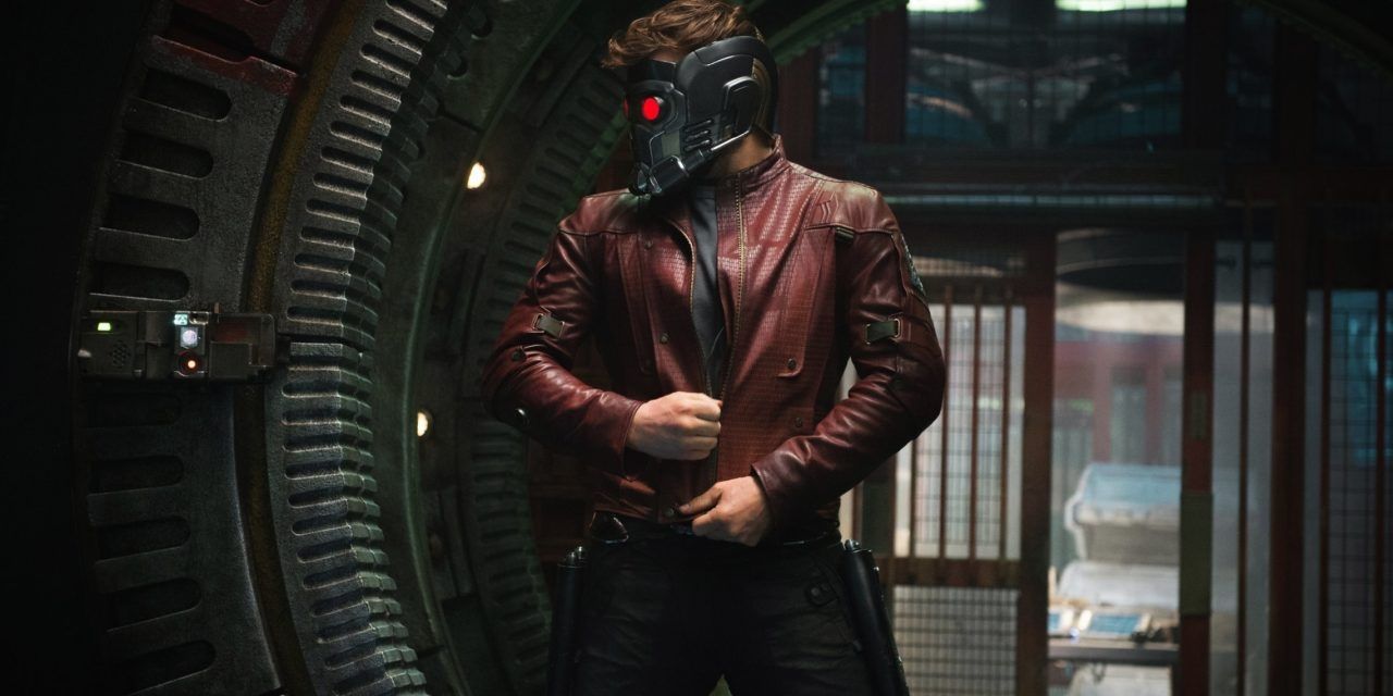 Star-Lord with his mask on in Guardians of the Galaxy.
