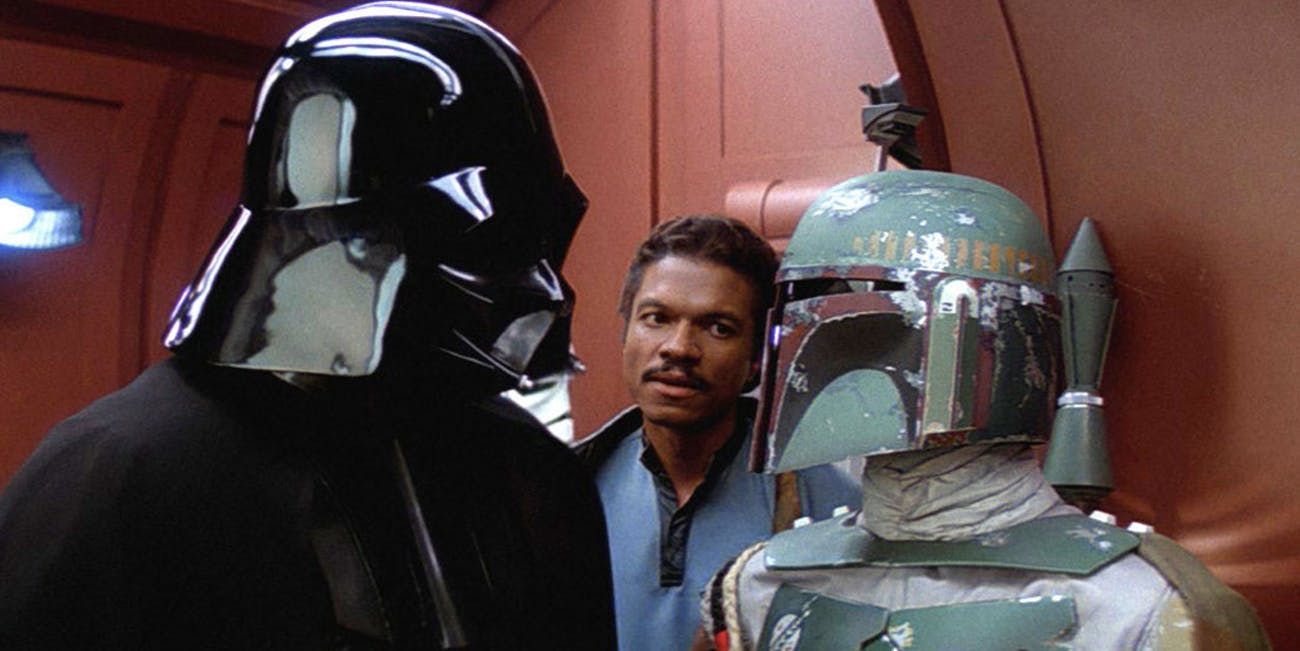 Vader, Boba Fett, and Lando in The Empire Strikes Back