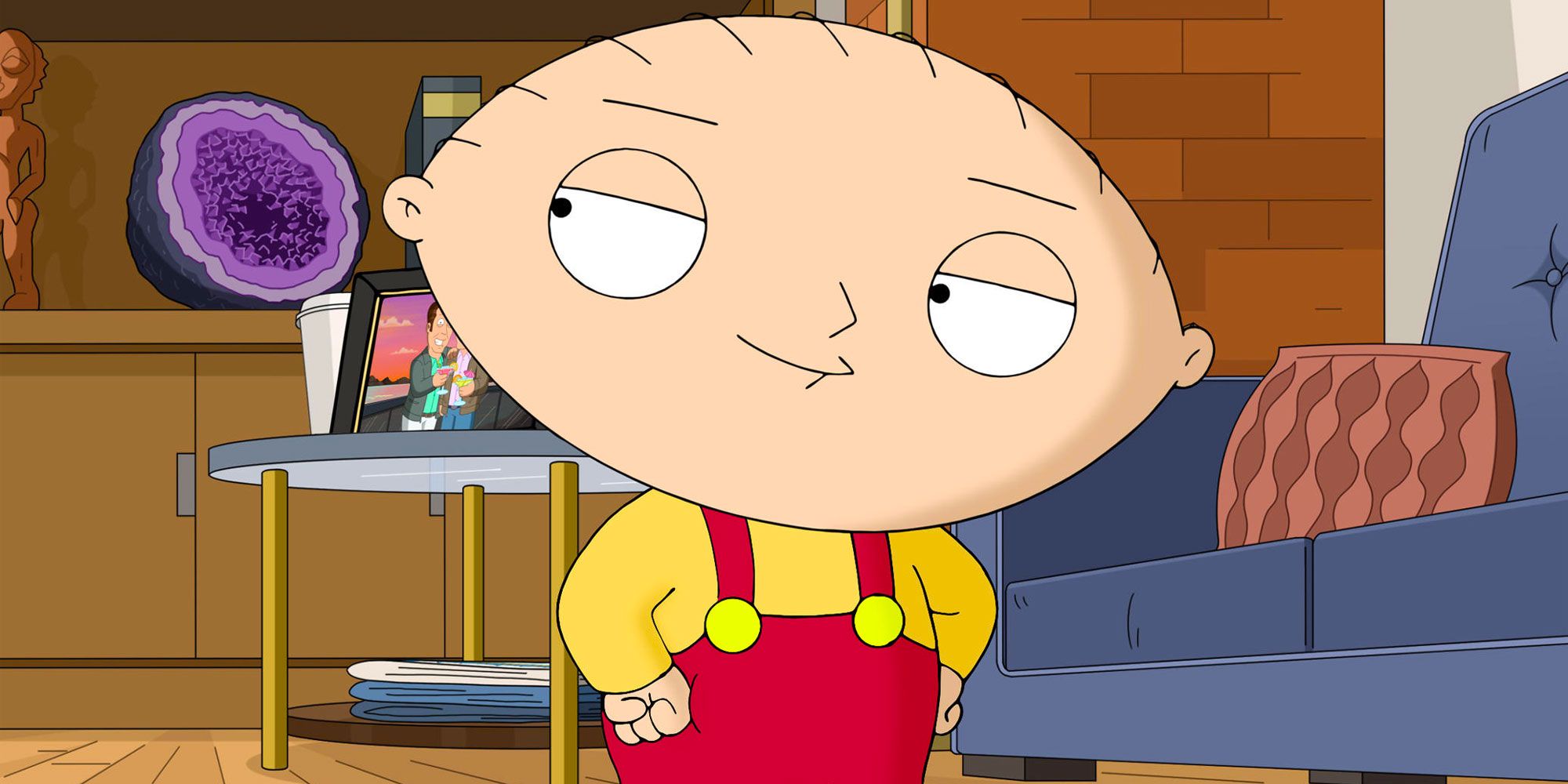 Stewie smiling in Family Guy