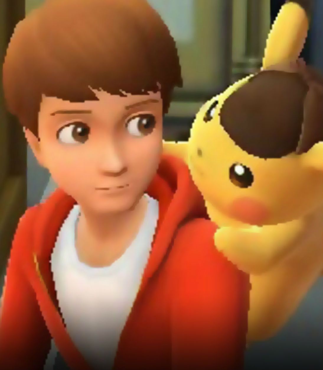 Tim and Detective Pikachu in Game Vertical