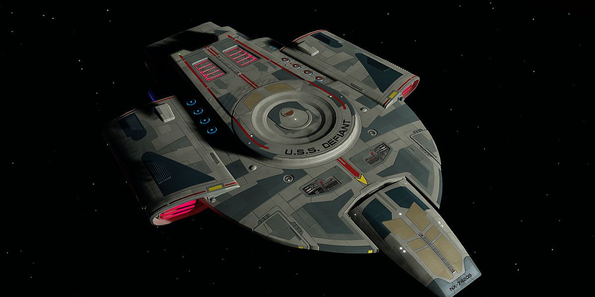 A picture of the USS Defiant from Star Trek Deep Space 9 is shown.