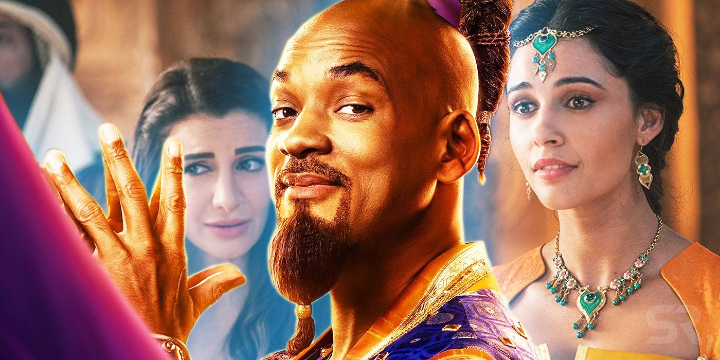 Will Smith Nasim Pedrad and Naomi Scott in Aladdin 2019