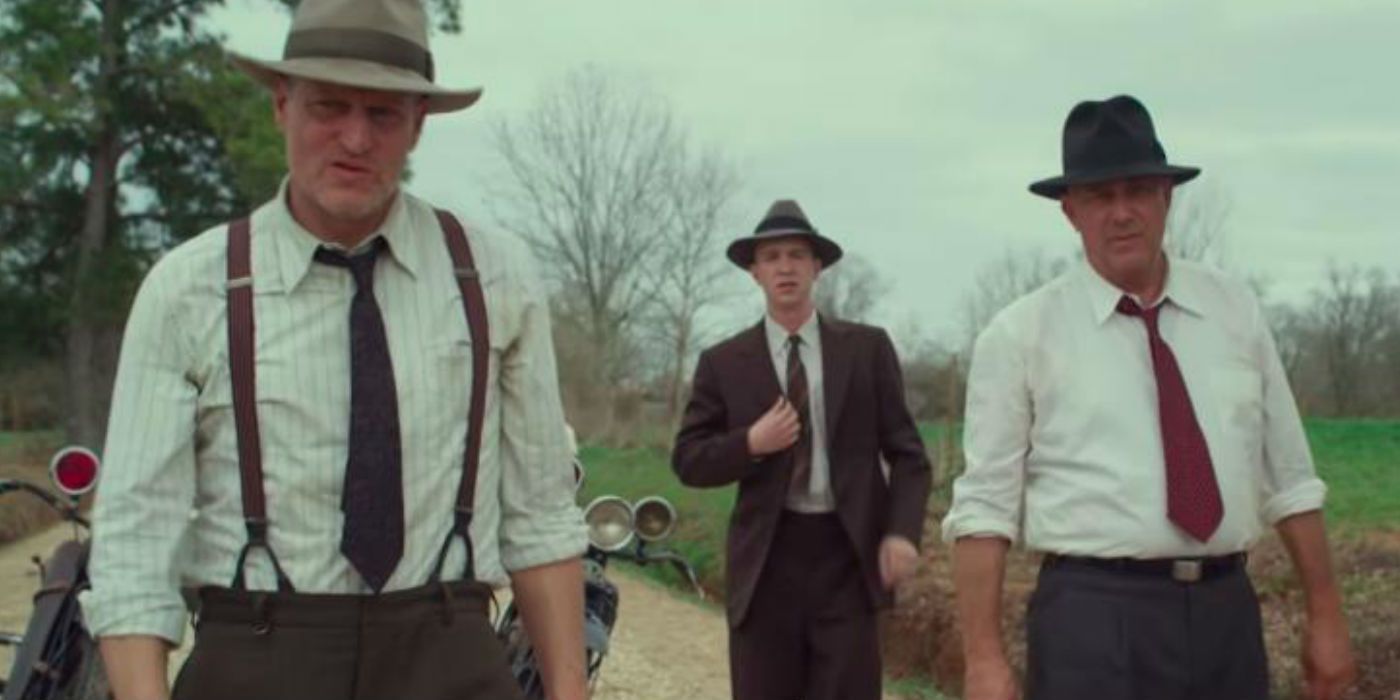 Woody Harrelson, Kevin Costner and Thomas Mann in Highwaymen.