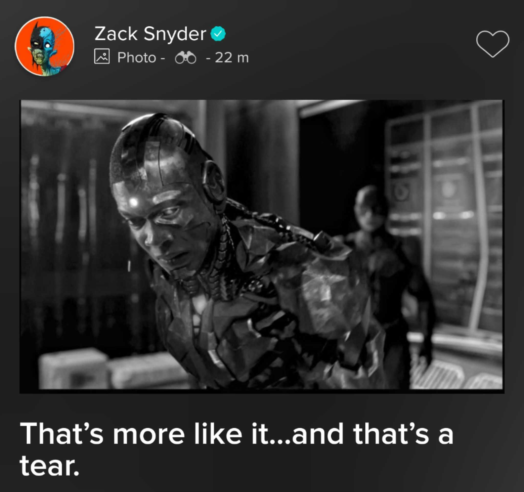 Zack Snyder Cyborg Justice League Star Labs Vero