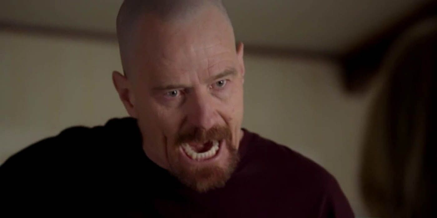 Bryan Cranston as Walter White delivering Breaking Bad's "I'm the one who knocks" scene