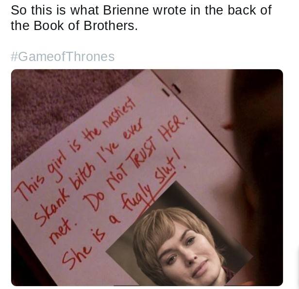 Game Of Thrones X Mean Girls 10 Best Brienne Burn Book Memes The Internet Has Given Us