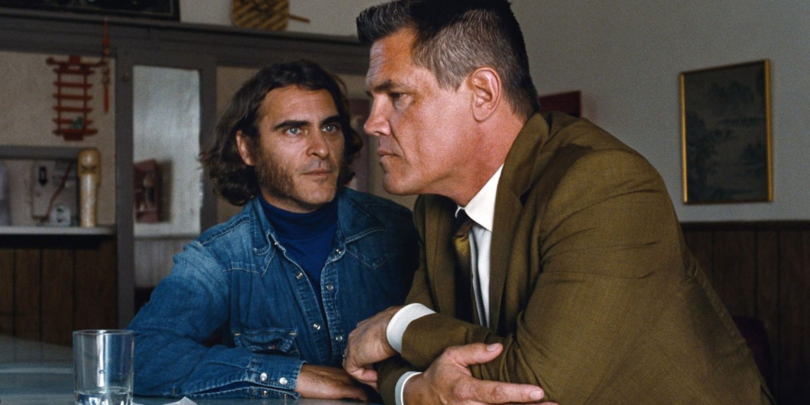 Doc speaks with Bigfoot in a restaurant in Inherent Vice