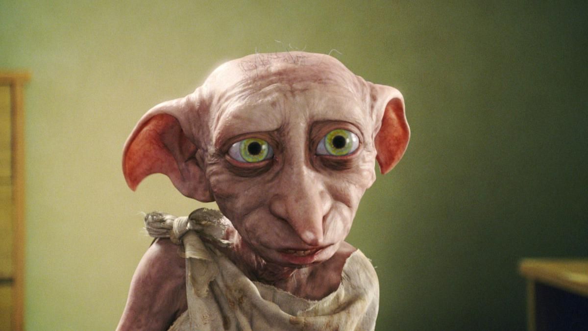 Dobby looking at Harry in Harry Potter Chamber of Secrets