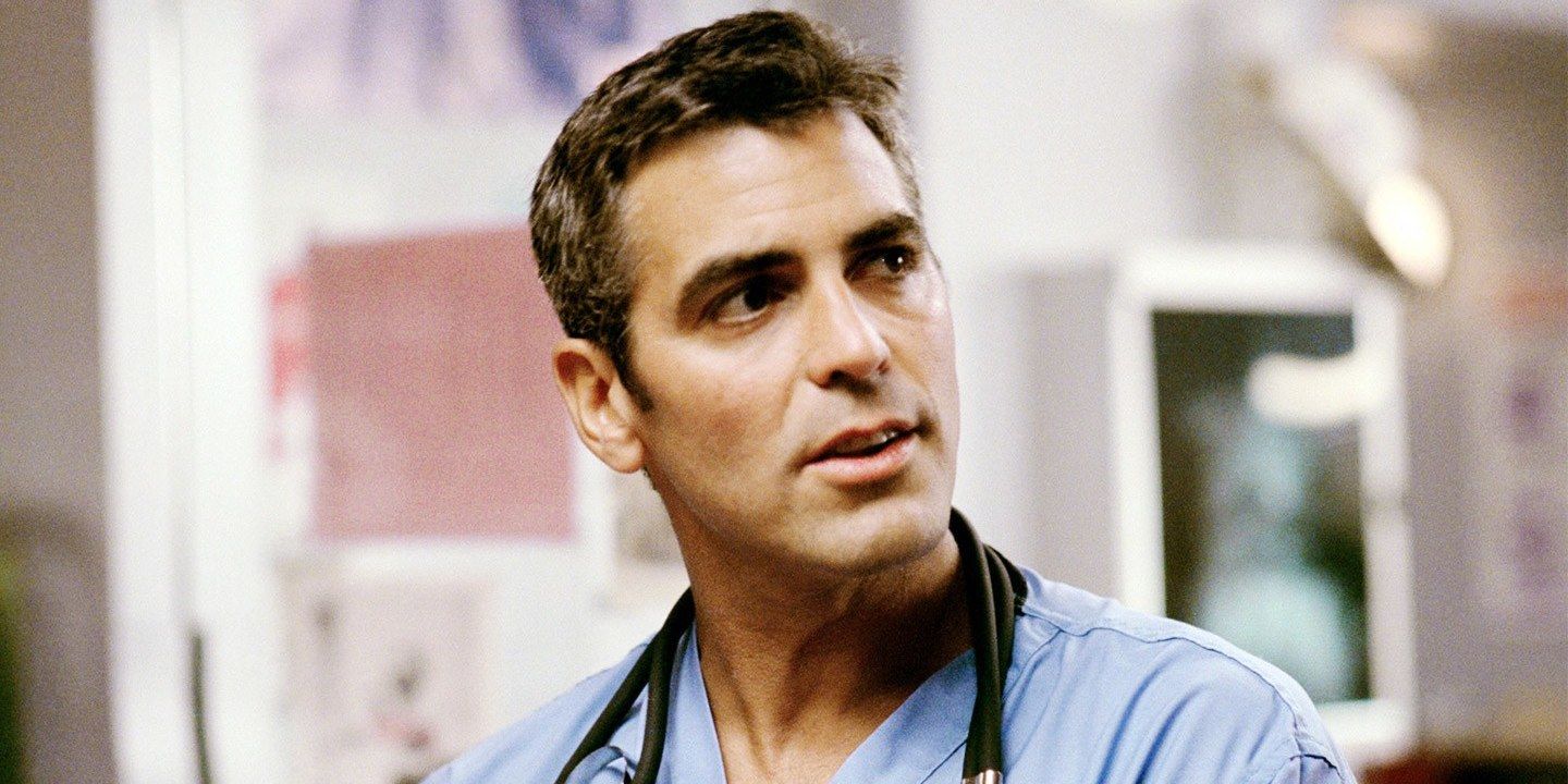 A young George Clooney in ER looks off camera.