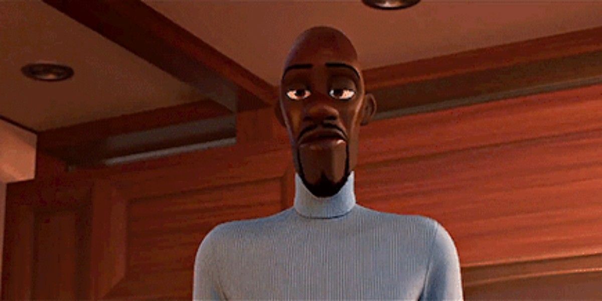 Frozone looks for his super suit in The Incredibles