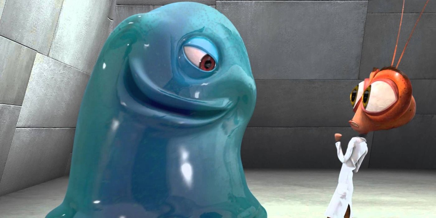 BOB grins at Dr Cockroach in Monsters vs. Aliens
