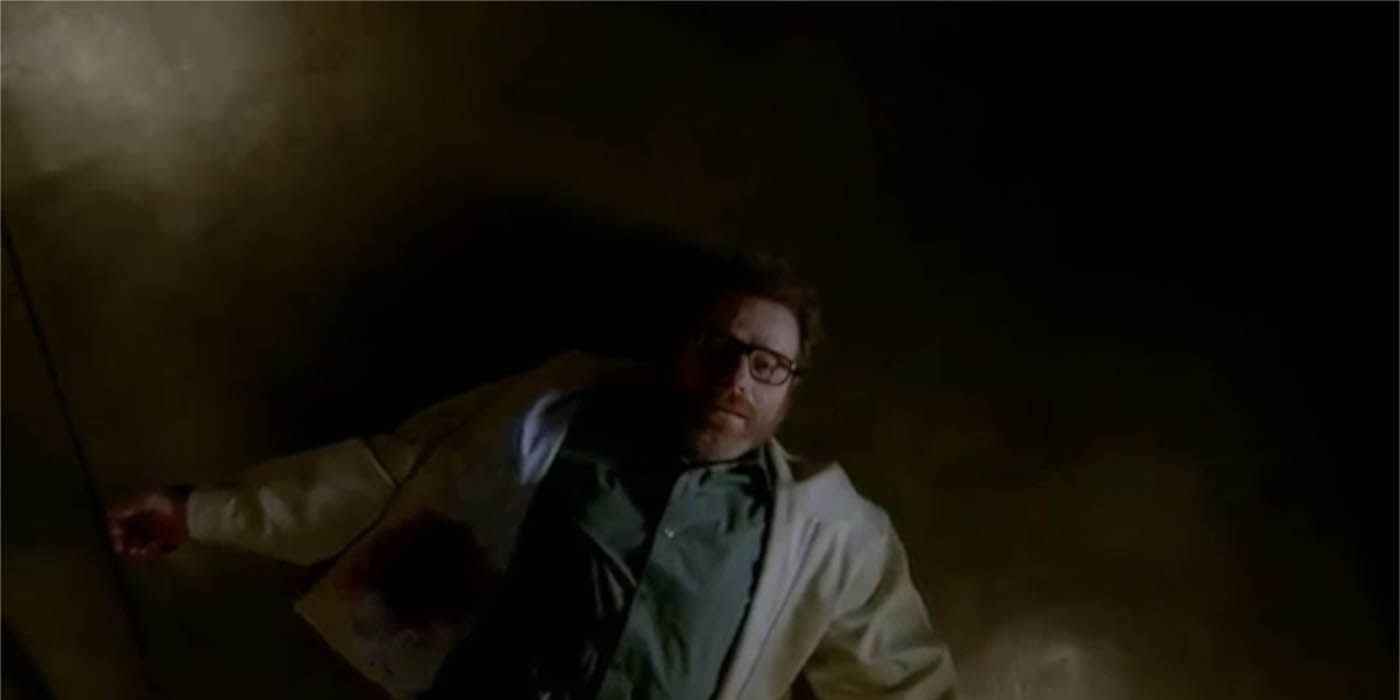 Walter White, lying on the ground dead in the final scene of Breaking Bad.