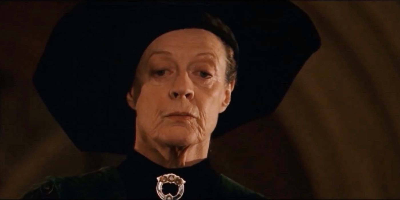 Professor McGonagall looking serious in Harry Potter