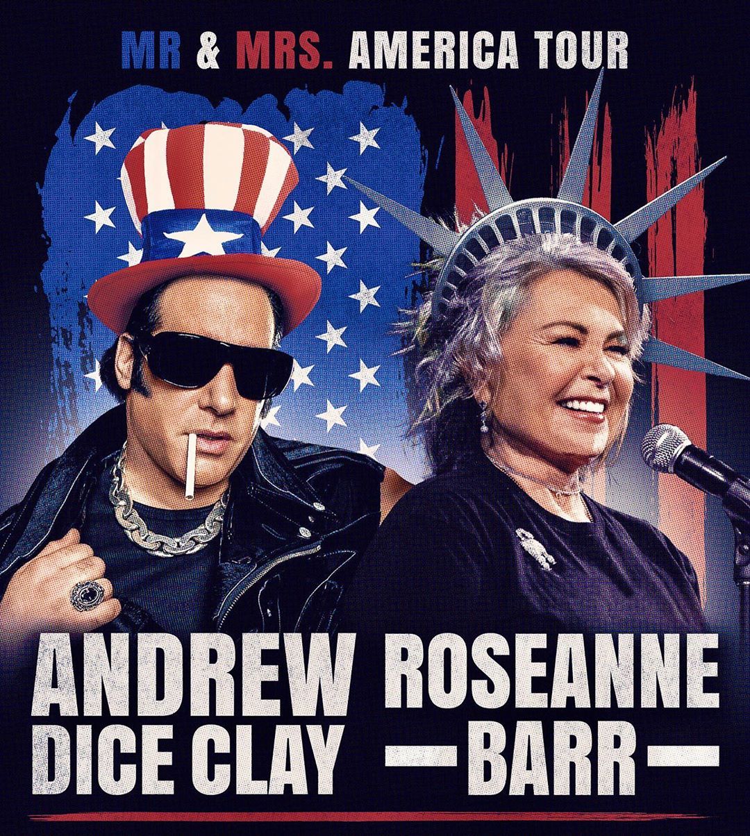 Andrew Dice Clay and Roseanne Barr in Mr. And Mrs. America comedy tour poster