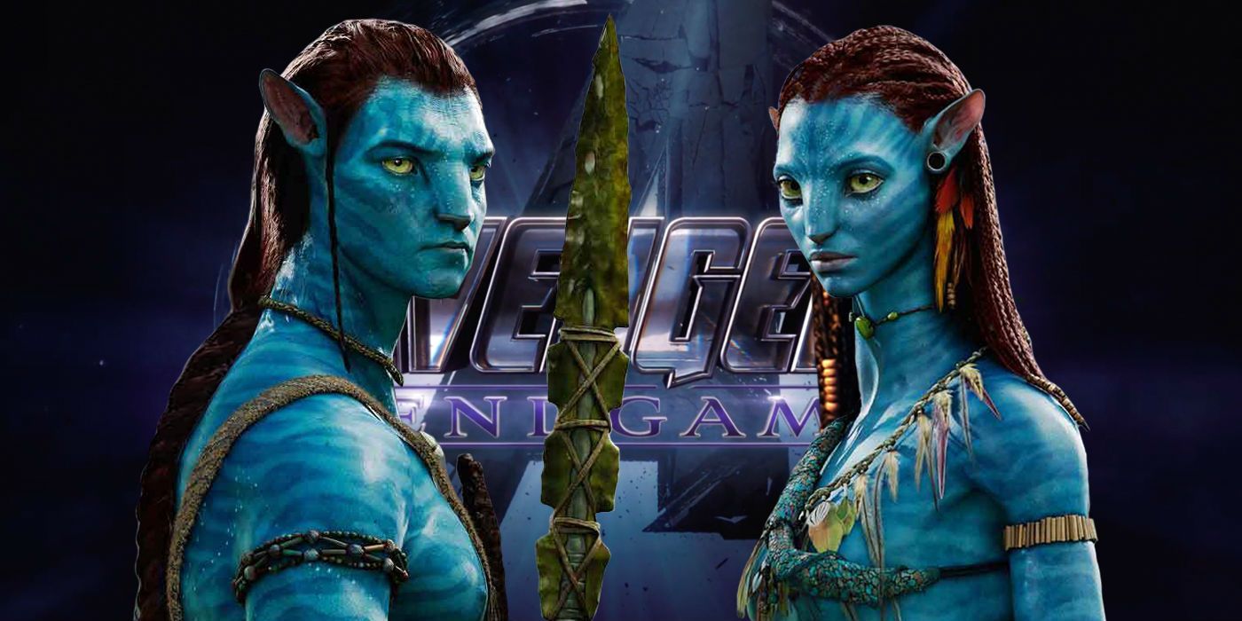 Avengers Endgame Logo with Jake and Neytiri from Avatar