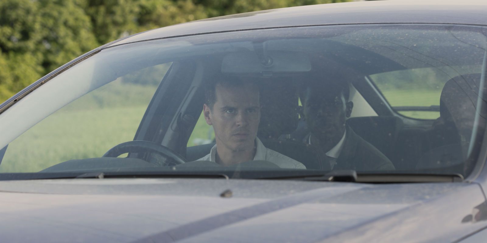 Andrew Scott and Damon Ibris in a car in Black Mirror