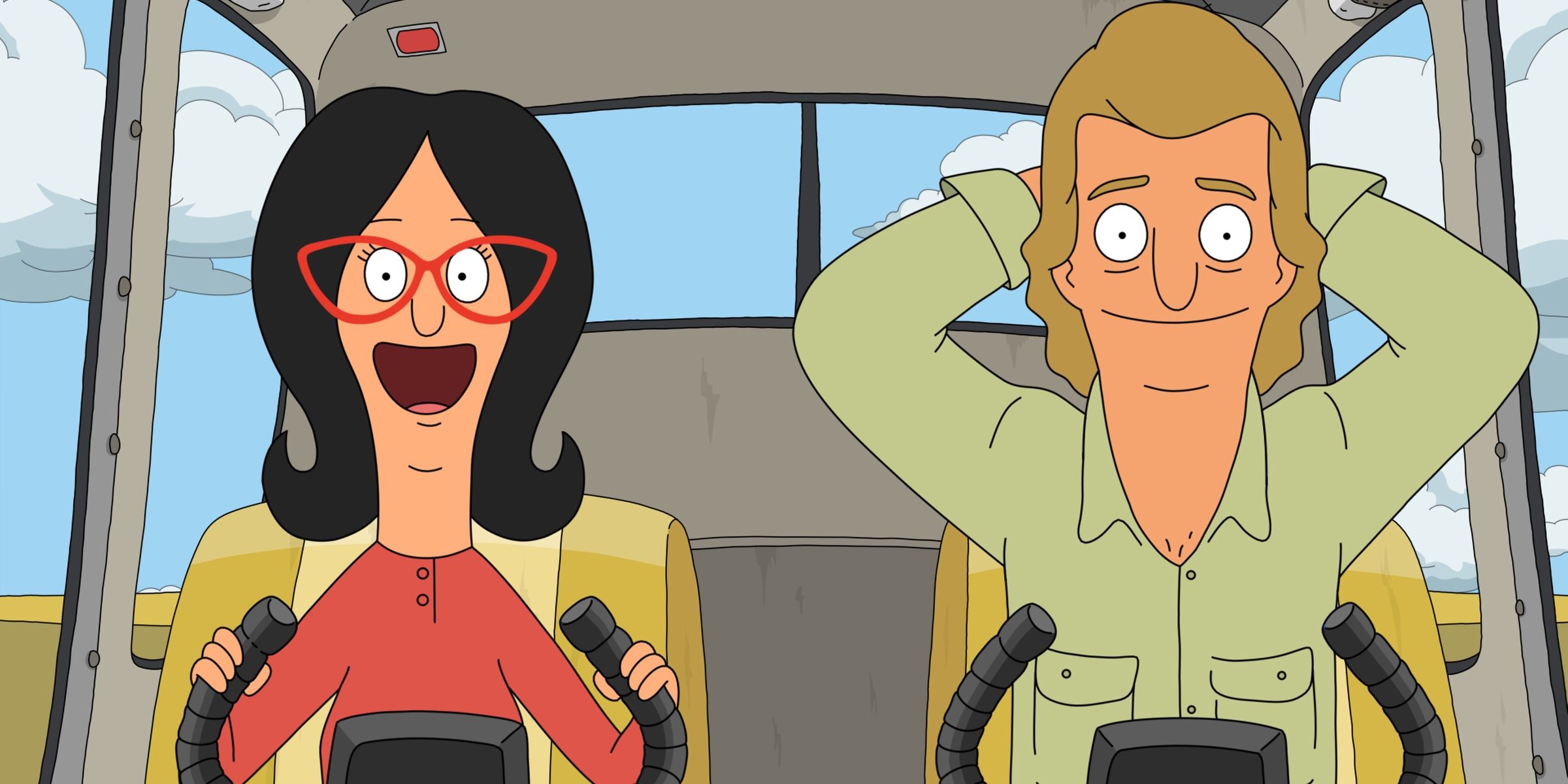 Linda excitedly flies an airplane from bob's Burgers 