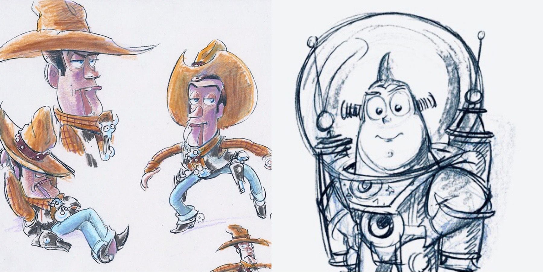 Buzz Lightyear and Woody Concept Art From Toy Story