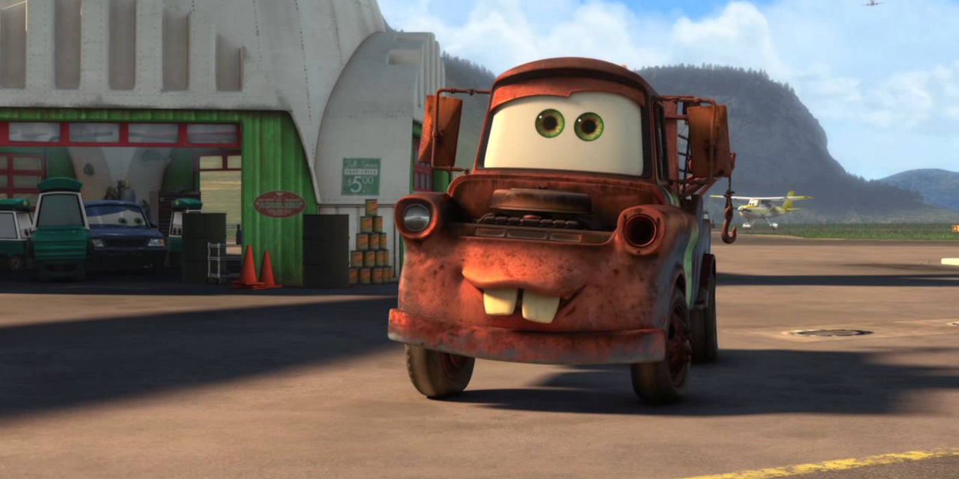 Mater smiling in Cars 2