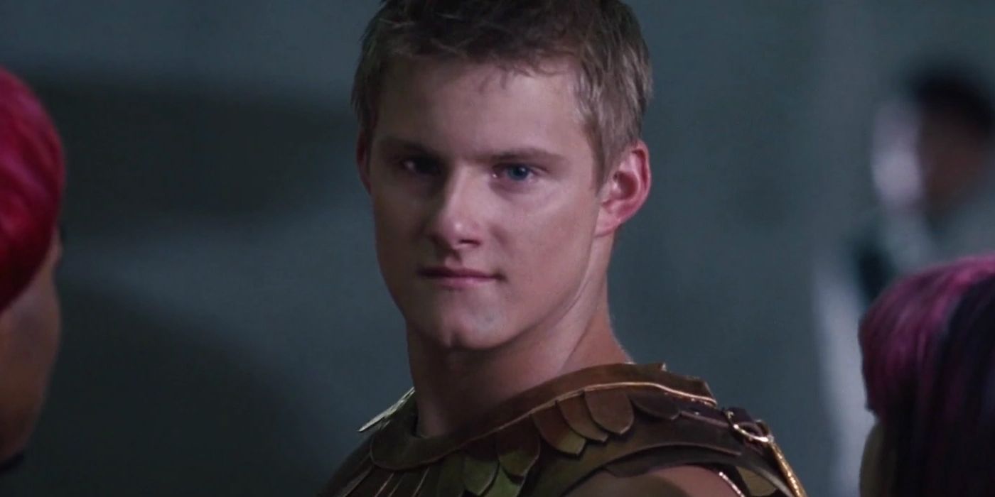 Cato smiling slightly in the practice room from The Hunger Games.