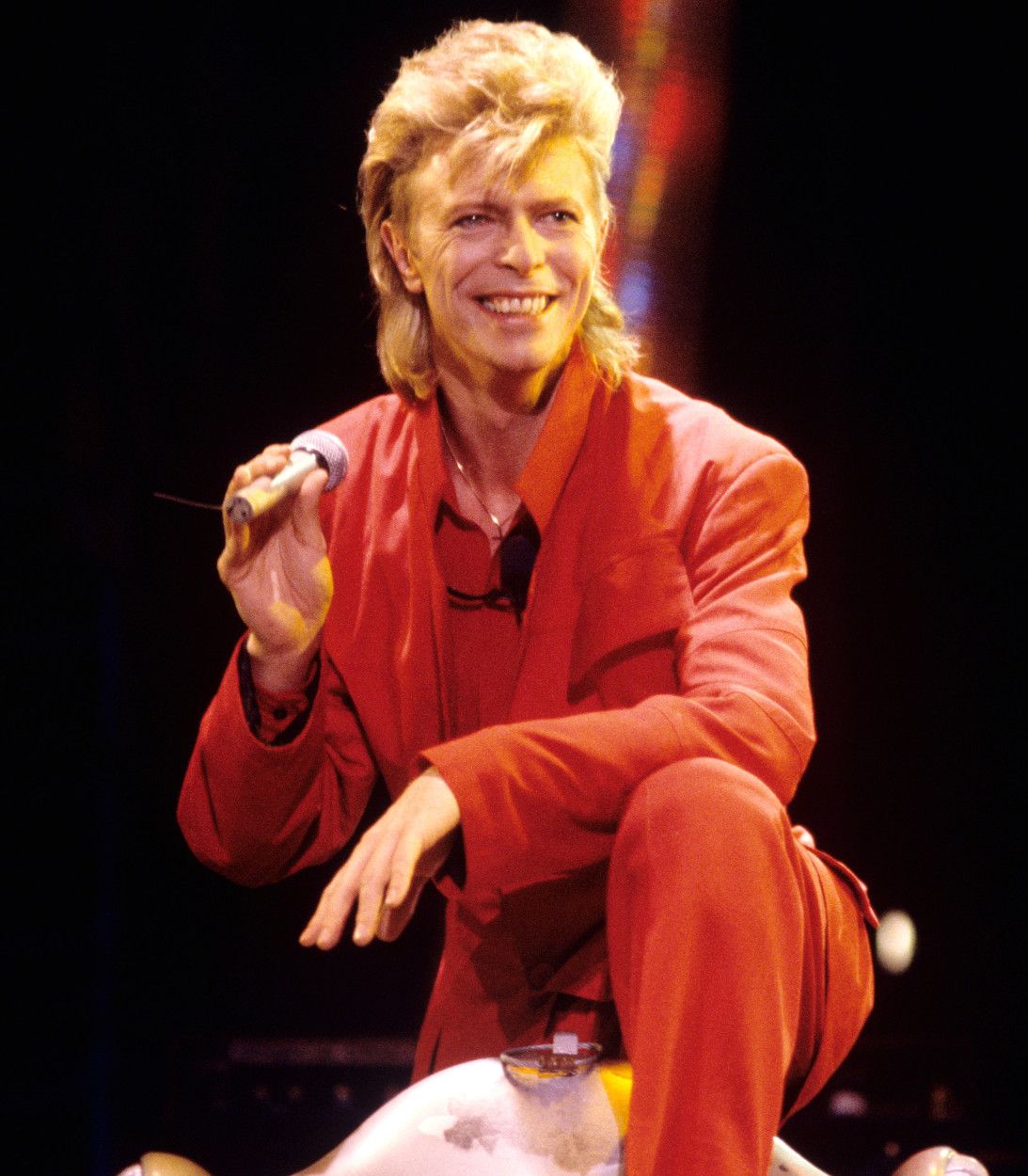 David Bowie performing live in concert