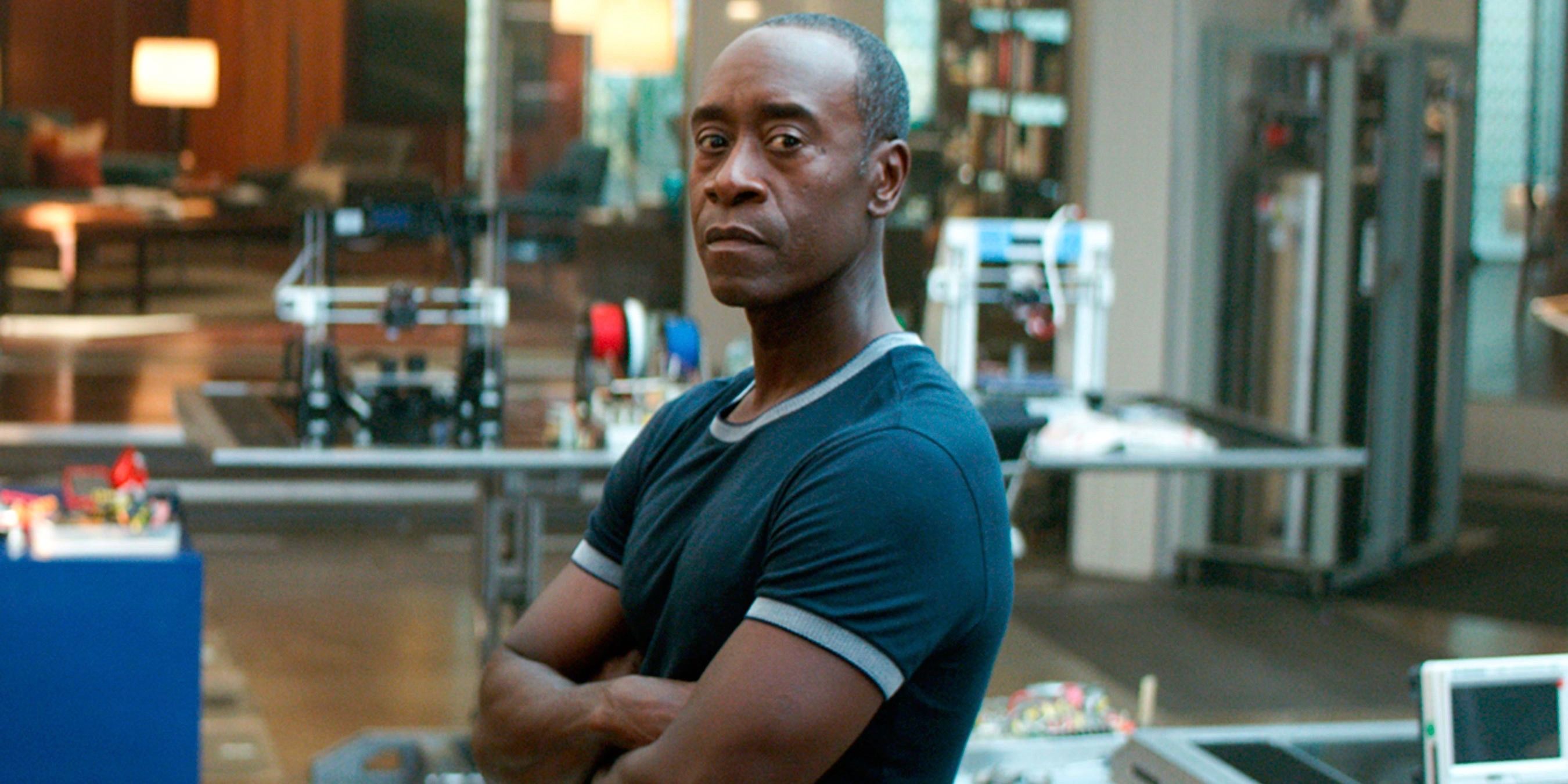 Rhodey with his arms crossed in the Avengers compound in Avengers: Infinity War.