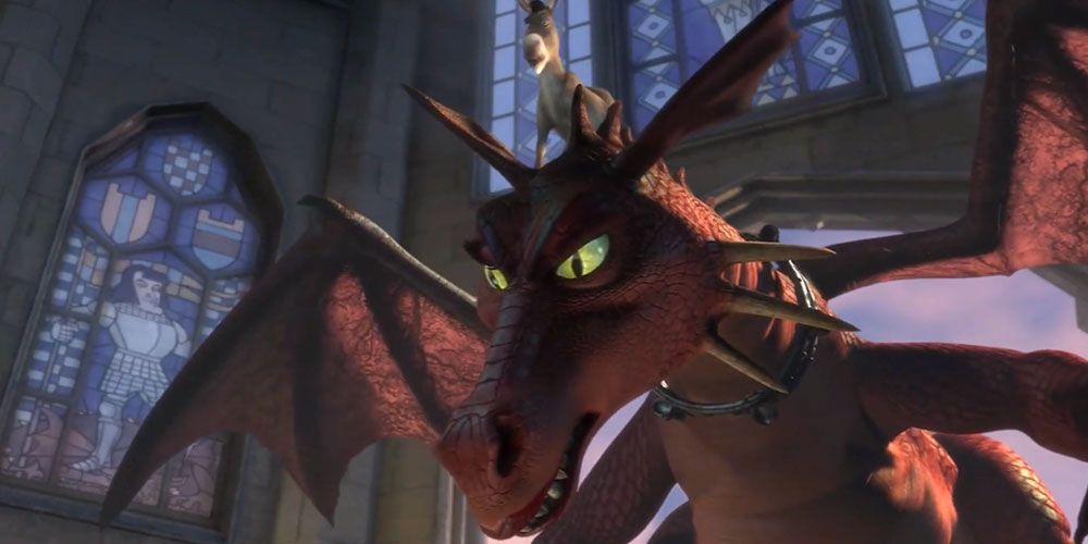 Dragon raids the church in Shrek