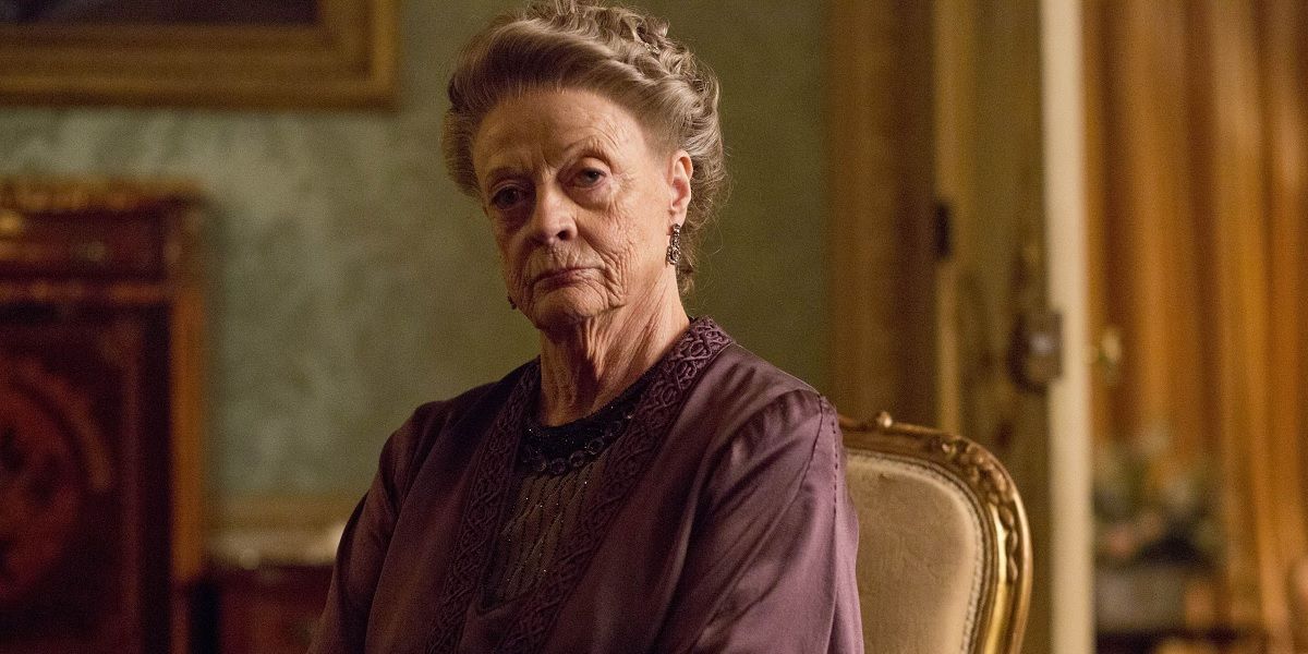 Violet Crawley sitting down looking haughty in Downton Abbey