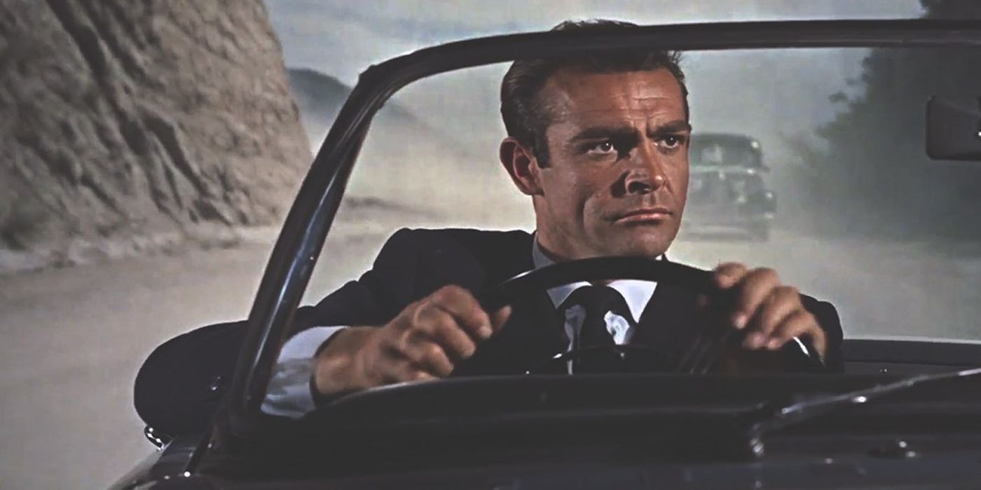 Sean Connery, as James Bond, drives in Dr. No