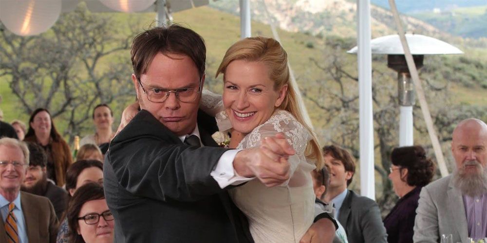 Dwight and Angela dancing at their wedding in The Office