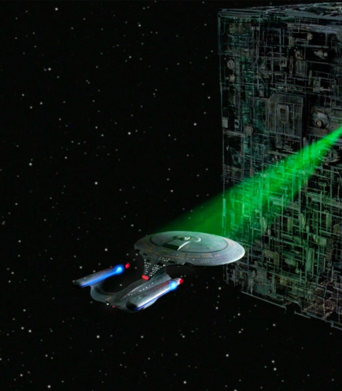 Enterprise vs Borg Cube vertical