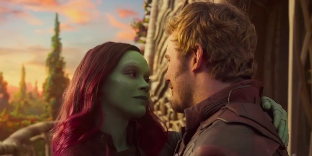 Gamora and Quill in Guardians of the Galaxy Vol 2