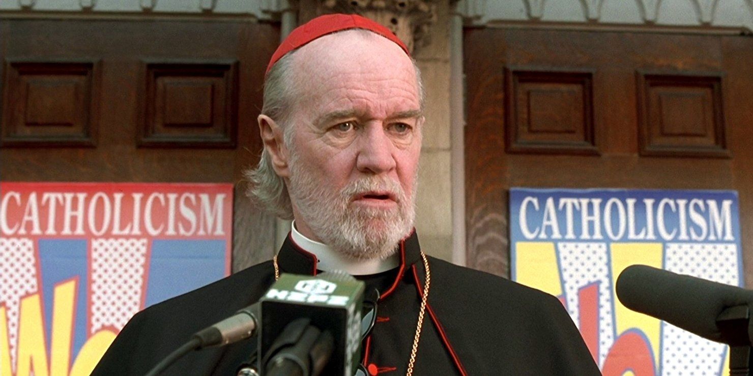 George Carlin as Cardinal Glick giving a press conference in Dogma