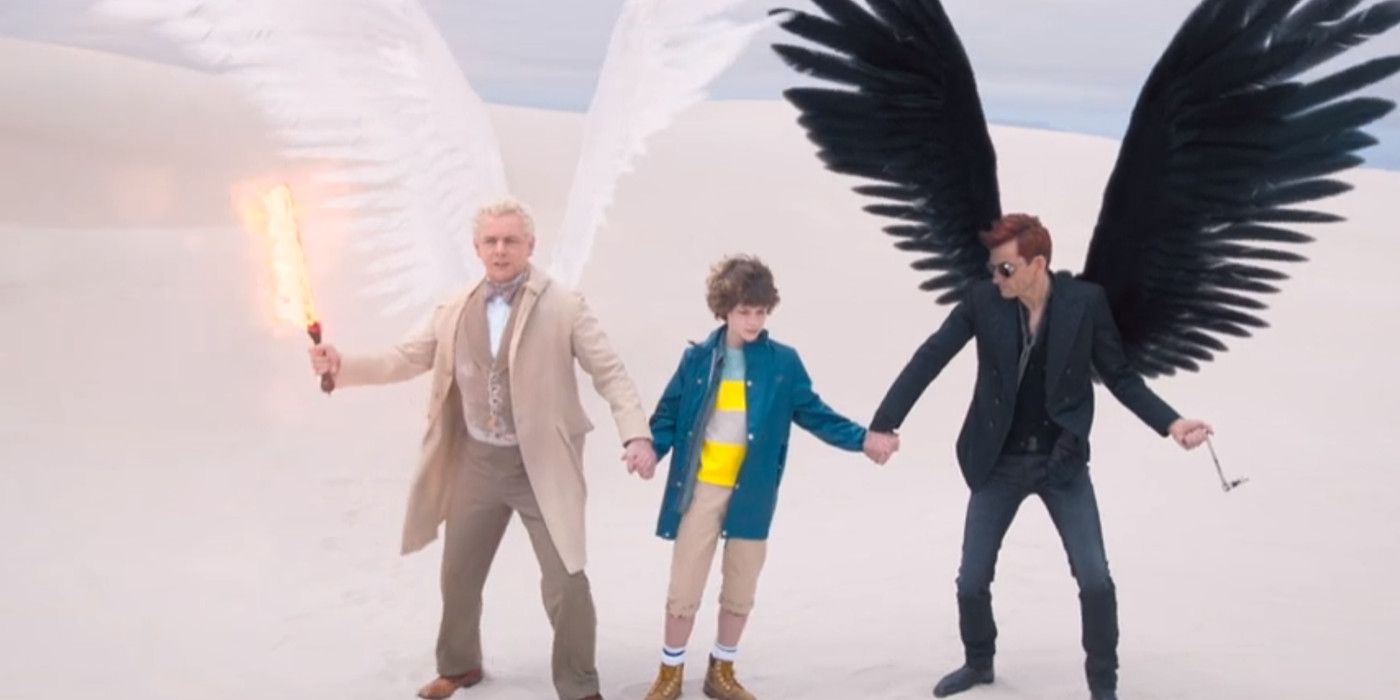 Good Omens Aziraphale Adam Young and Crowley
