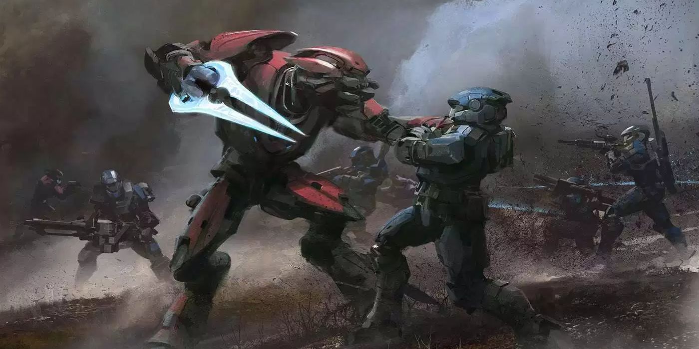 Elite holding an energy sword in Halo