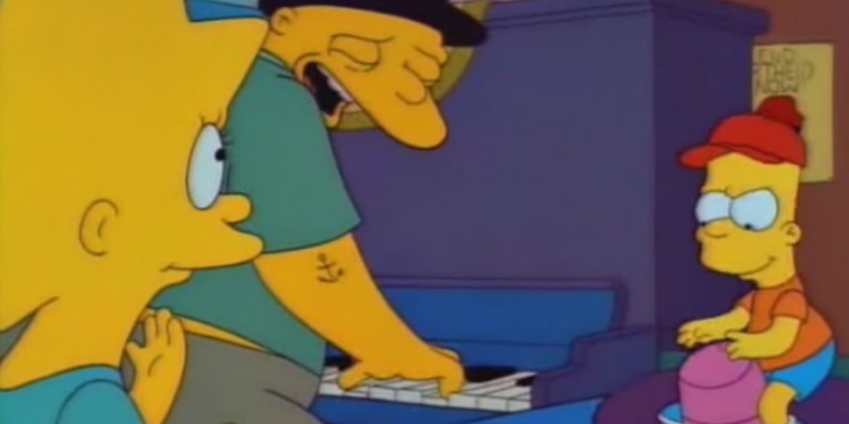 The fake Michael Jackson singing happy birthday to Lisa with Bart on The Simpsons