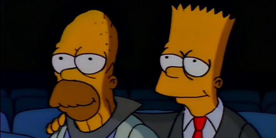 Homer and Bart watch Itchy and Scratchy The Movie