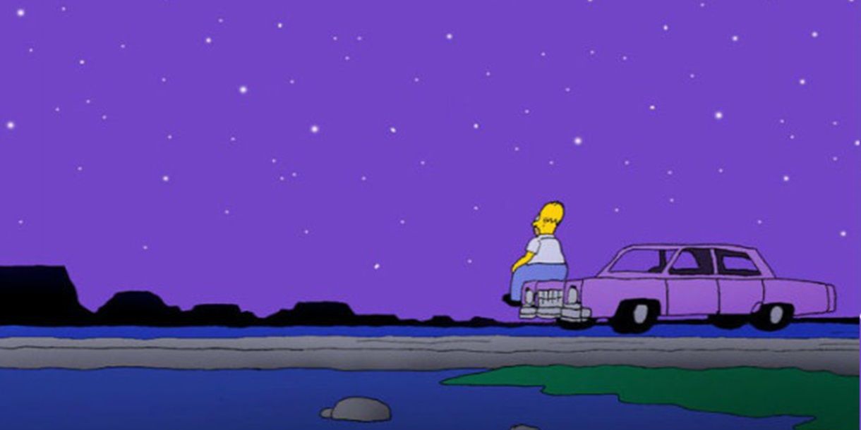 Homer looking up at the stars after his mom leaves 
