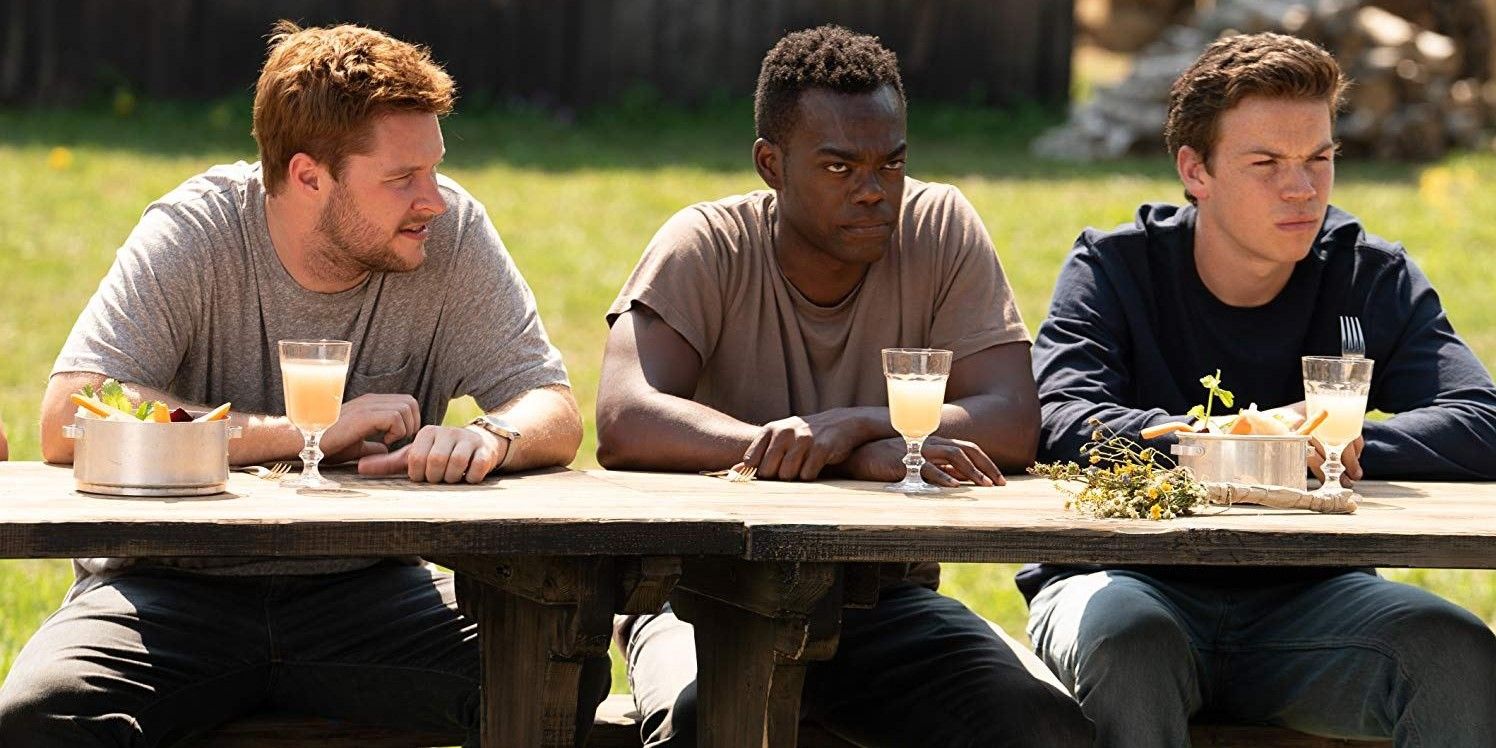 Jack Reynor William Jackson Harper and Will Poulter in Midsommar