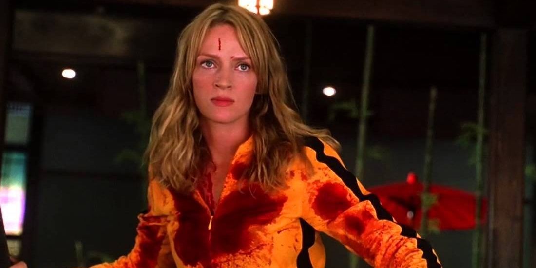 The Bride covered in blood in Kill Bill