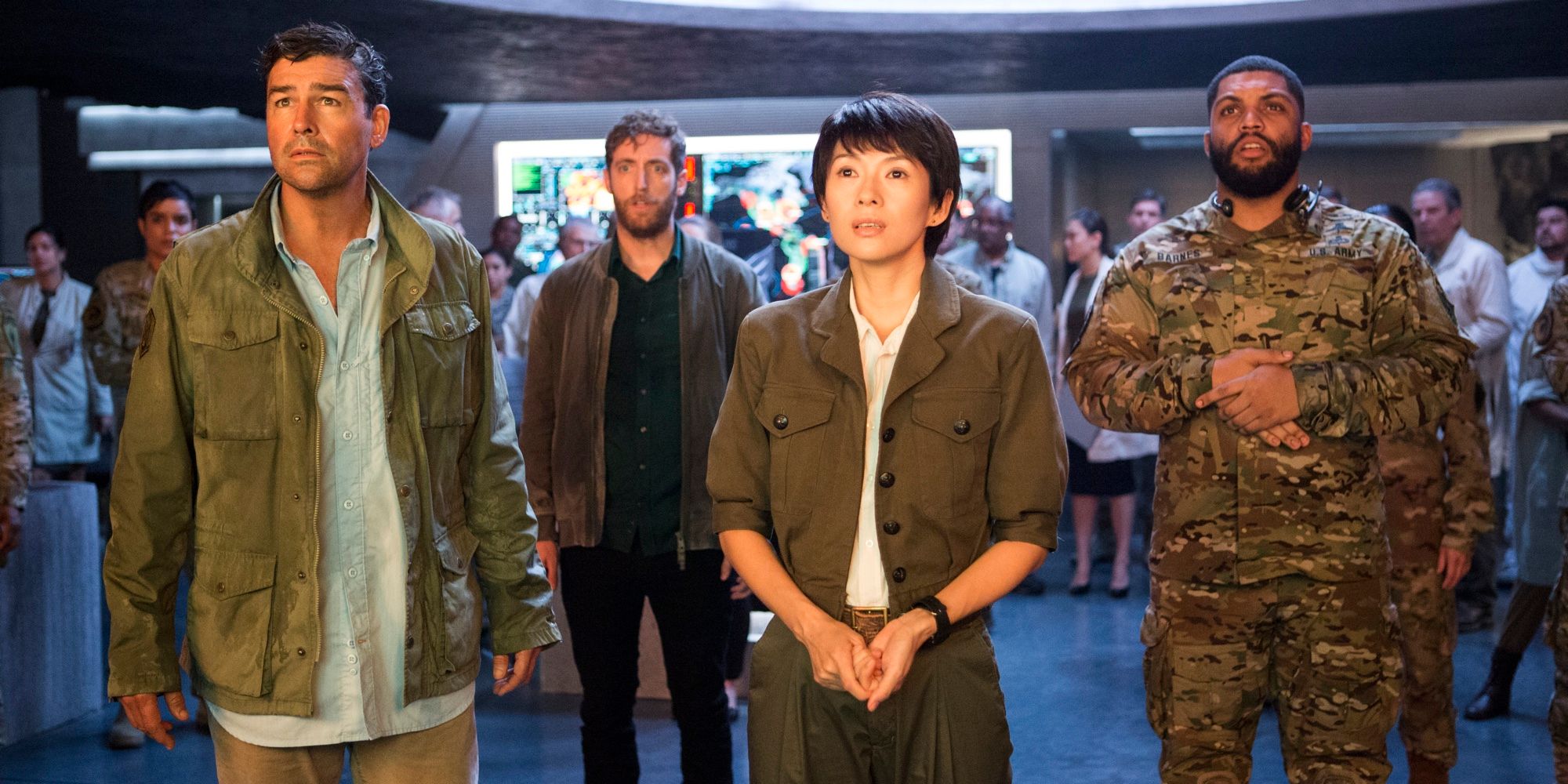 Kyle Chandler Thomas Middleditch Ziyi Zhang and O'Shea Jackson Jr in Godzilla King of the Monsters