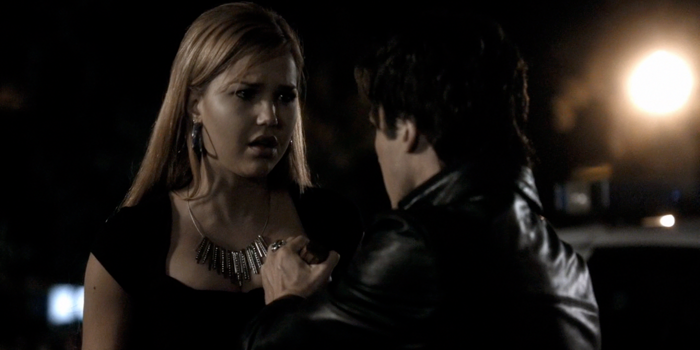 Damon stabbing Lexi in The Vampire Diaries